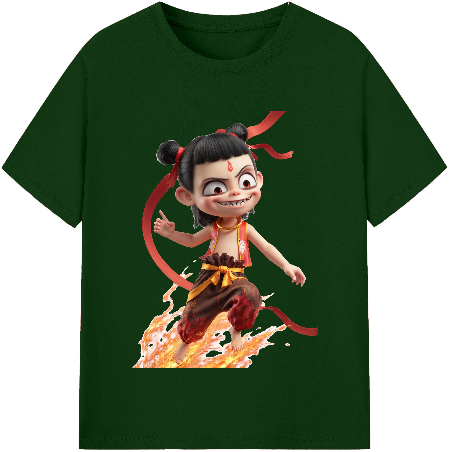 （画像用） Ne Zha 2 ナタ 魔童の大暴れ 綿100％半袖Tシャツ（フロントプリント）